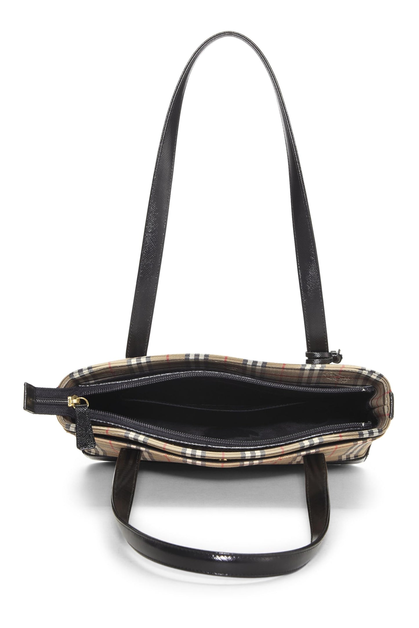 Burberry, Bolso de hombro con bolsillo de lona negro Haymarket Pre-Loved, Negro