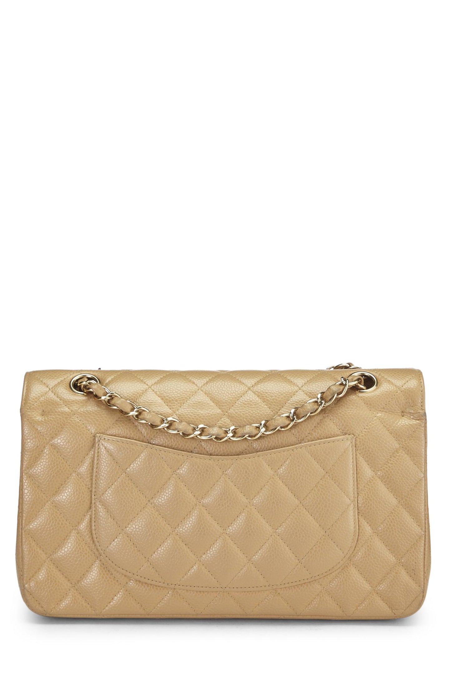 Chanel, Pre-Loved Beige Caviar Classic Doble Solapa Mediana, Beige