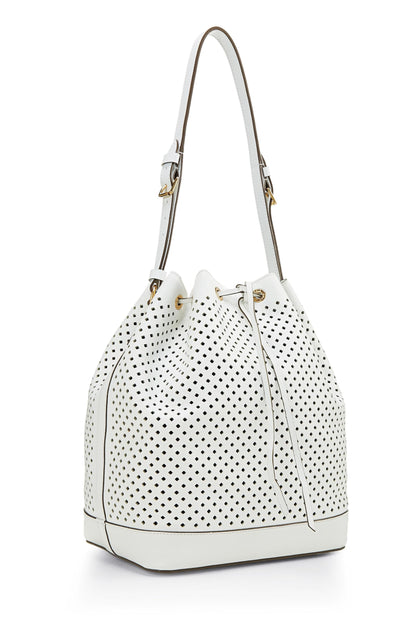 Louis Vuitton, Pre-Loved White Perforated Leather Noé, White