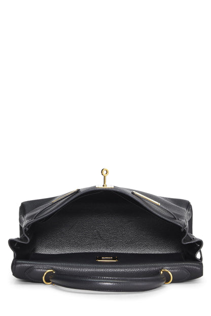 Hermès, Pre-Loved Black Togo Kelly Retourne 32, Negro