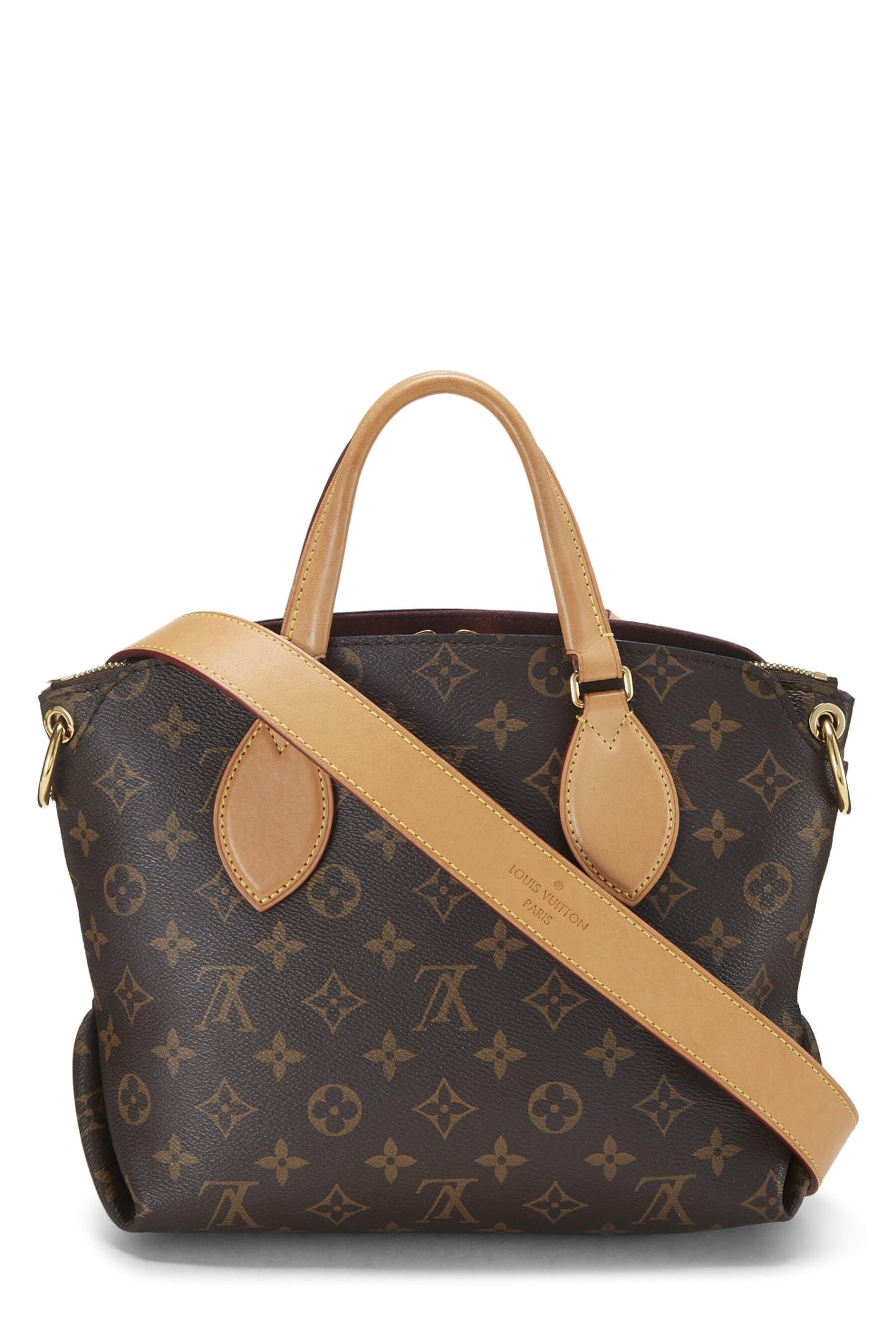 Louis Vuitton, sac fourre-tout zippé à fleurs en toile Monogram d'occasion PM, marron