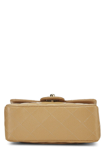 Chanel, Pre-Loved Beige Quilted Caviar Half Flap Mini, Beige