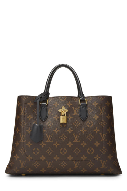 Louis Vuitton, sac fourre-tout zippé à fleurs Monogram noir d'occasion MM, noir