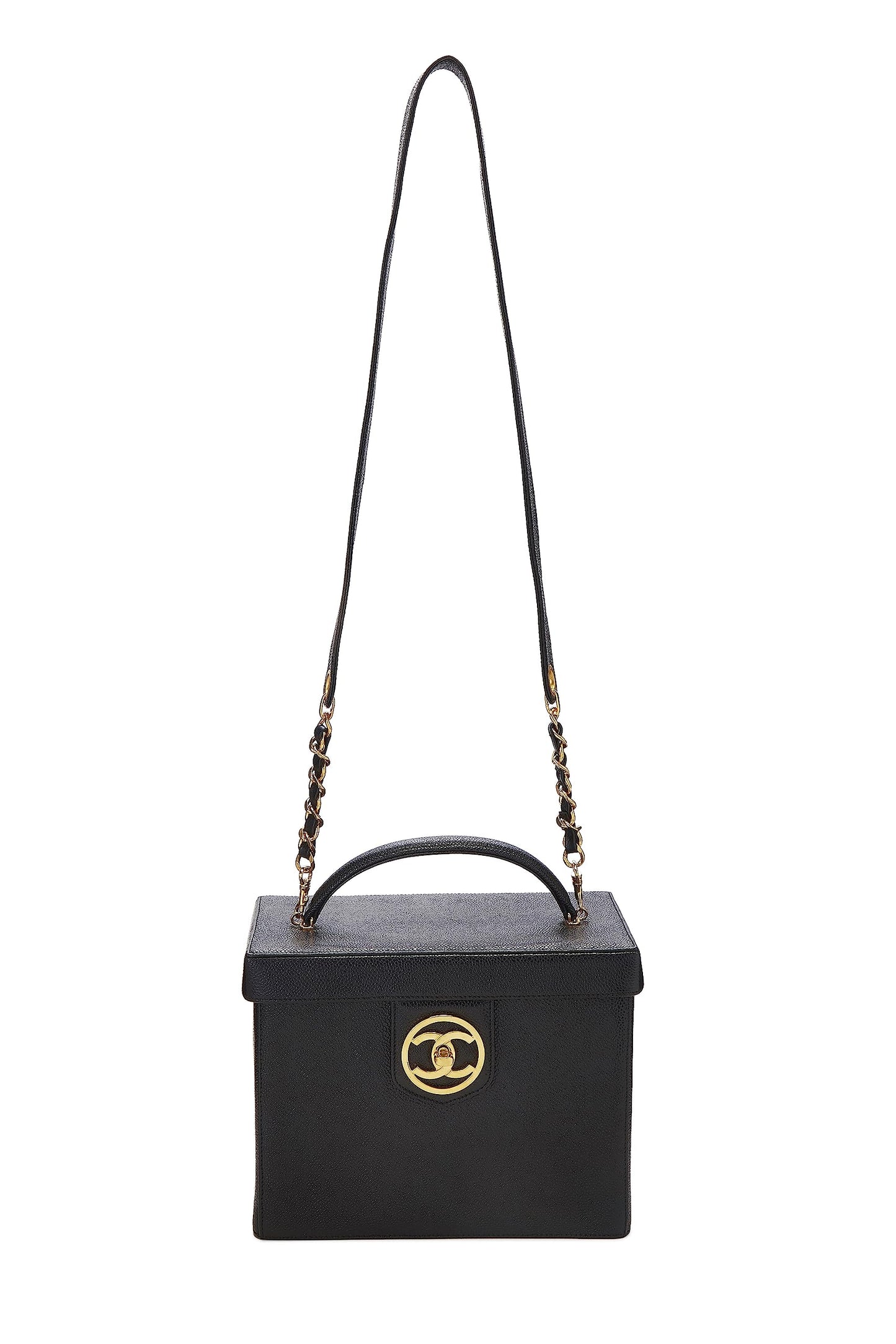 Chanel, Tocador grande Pre-Loved Black Caviar Circle 'CC', negro