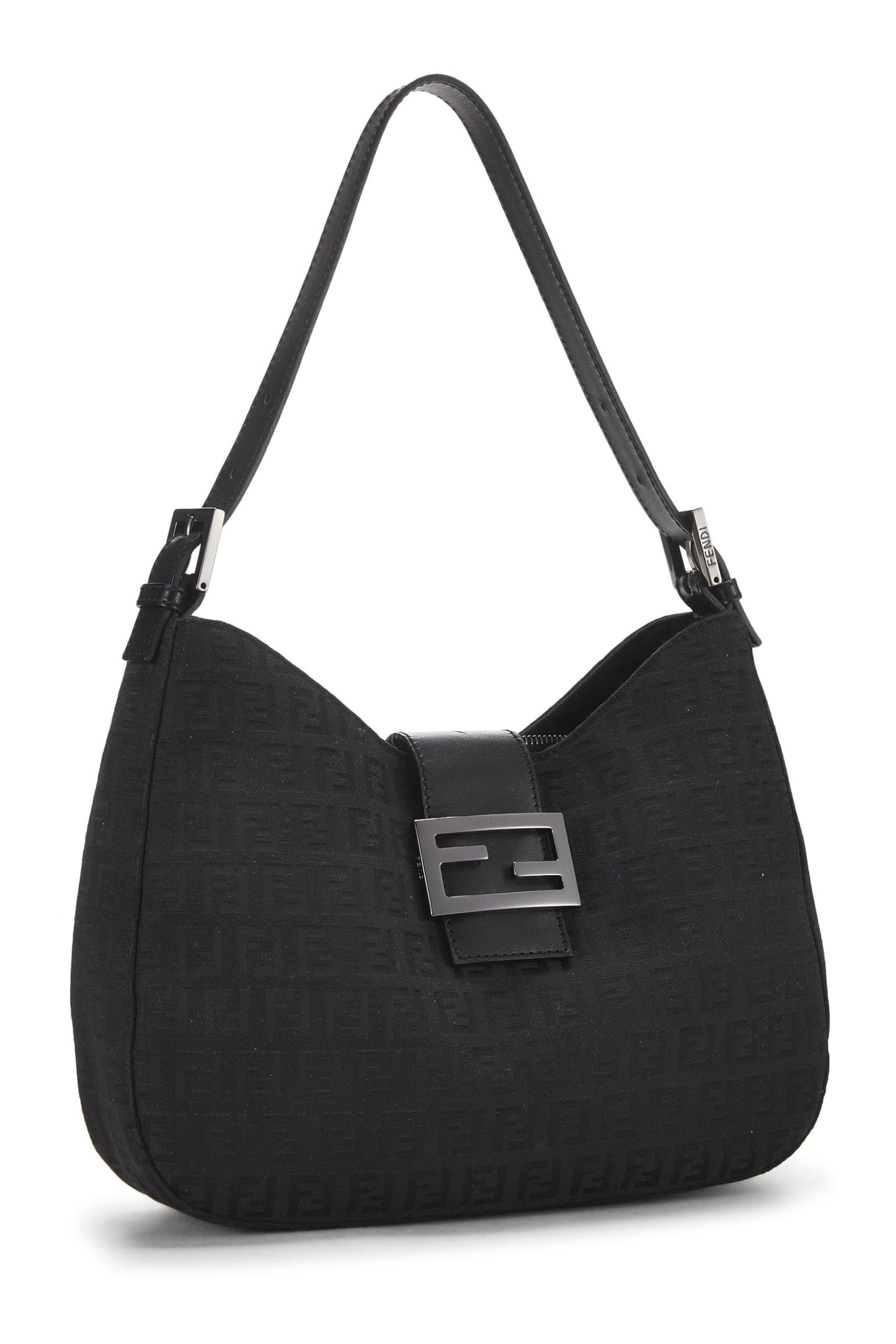 Fendi, Pre-Loved Black Zucchino Canvas Shoulder Bag, Black