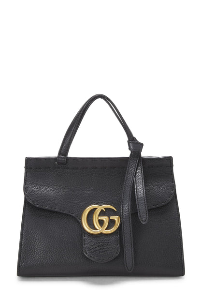 Gucci, Mini sac à main en cuir noir GG Marmont d'occasion, noir