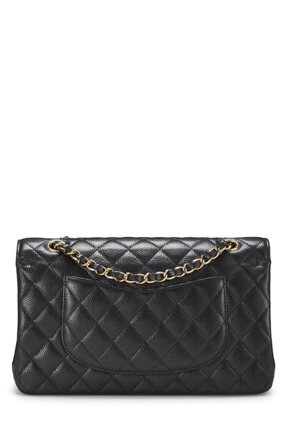 Chanel, Pre-Loved Black Caviar Classic doble solapa mediana, Negro