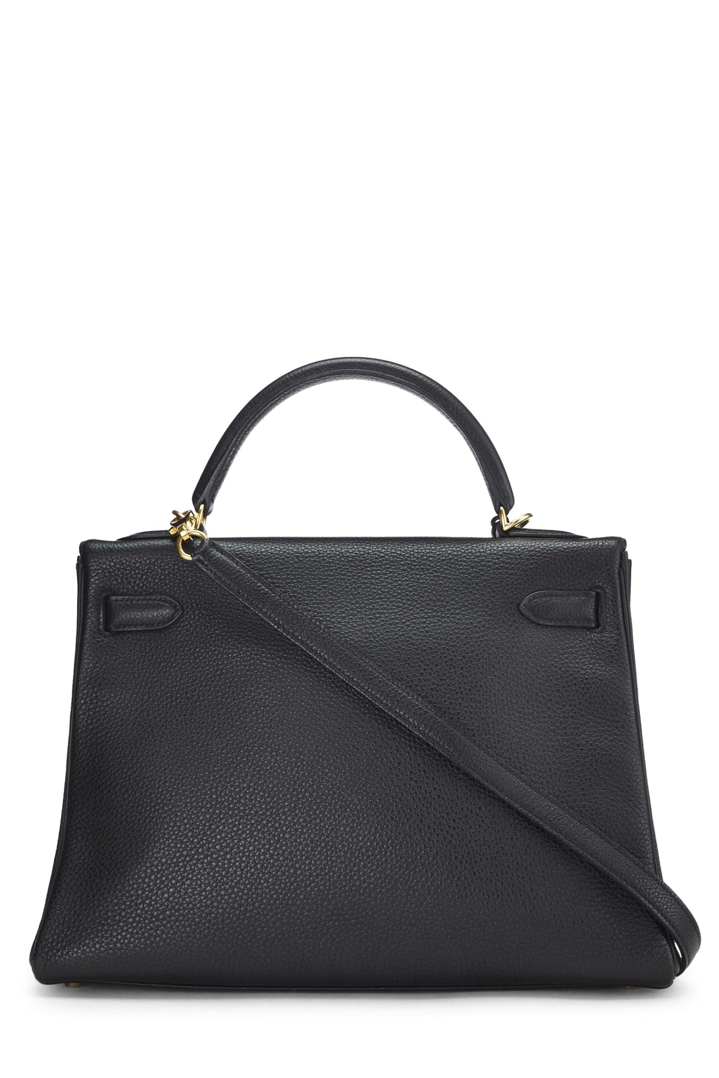 Hermès, Pre-Loved Black Togo Kelly Retourne 32, Negro