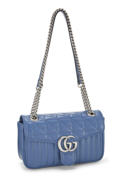 Gucci, sac à bandoulière Marmont Matelassé en cuir bleu d'occasion, bleu