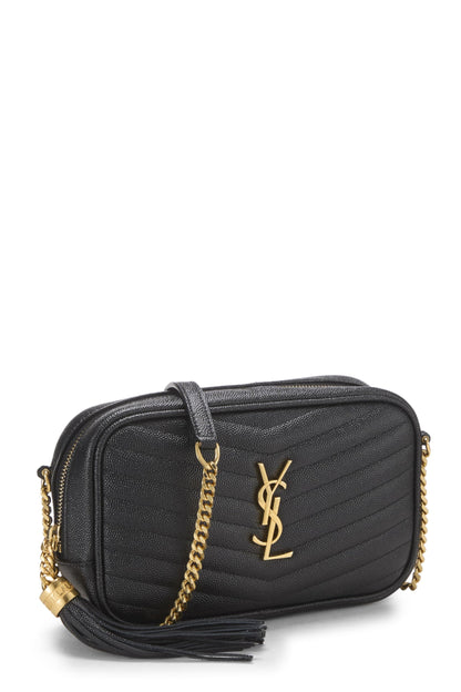 Yves Saint Laurent, Bolso mini para cámara Lou de cuero granulado negro Pre-Loved, Negro