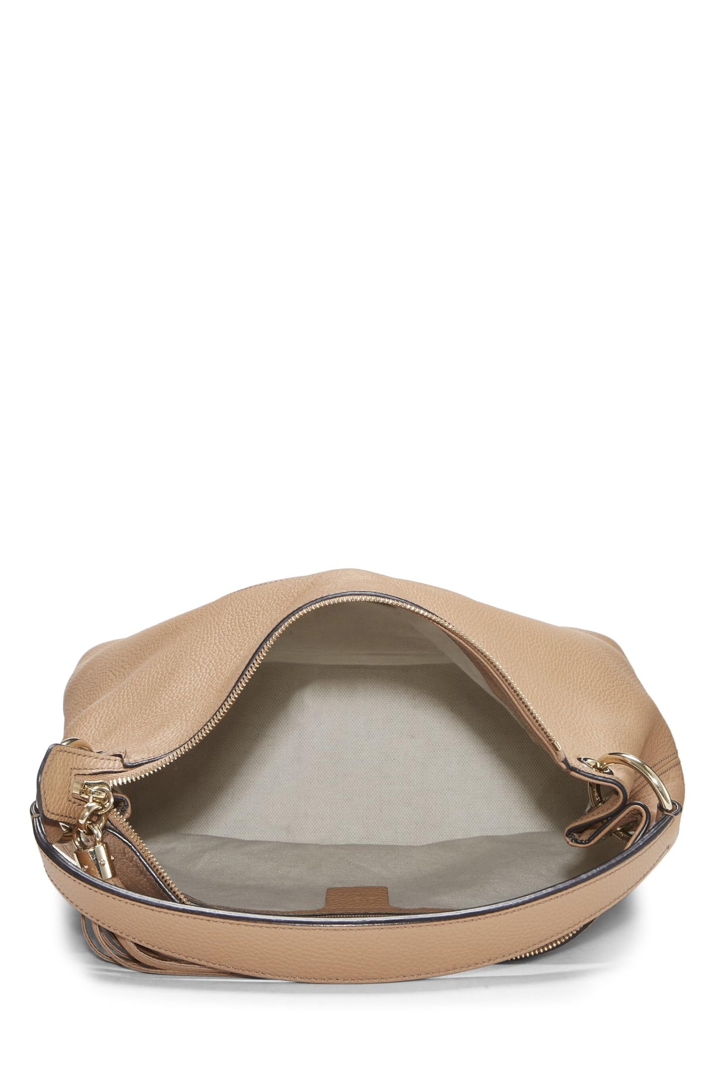 Gucci, sac à main convertible Soho en cuir beige d'occasion, grand modèle, beige