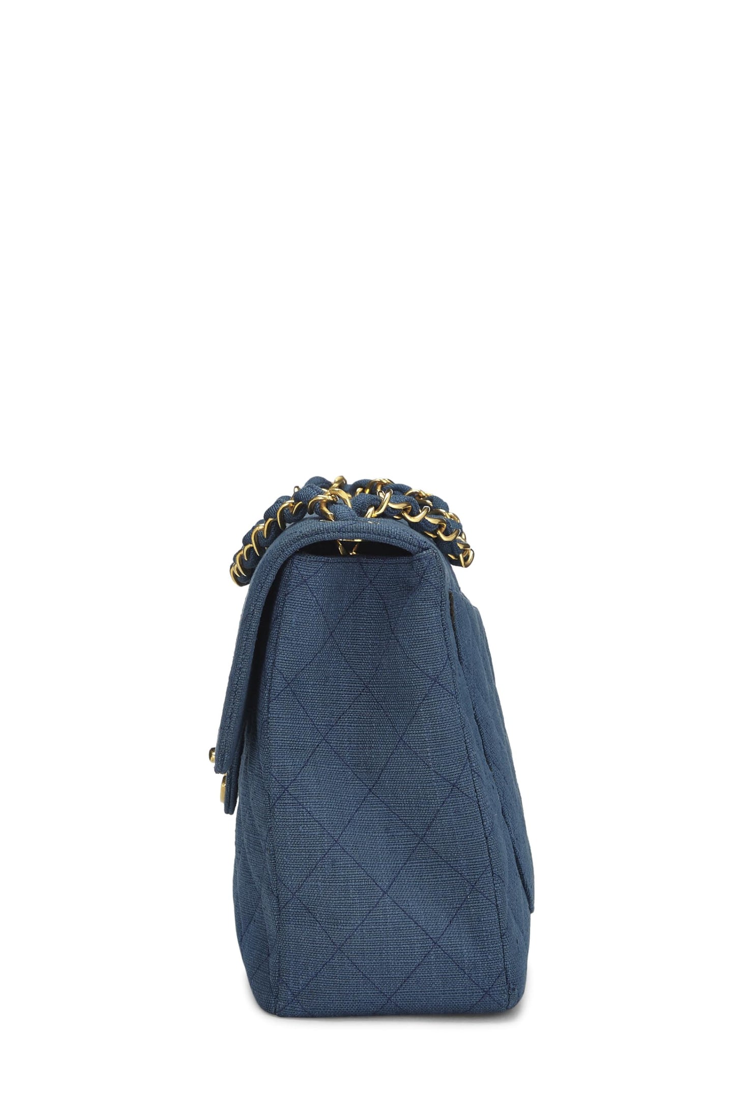 Chanel, Pre-Loved Blue Linen Half Flap Maxi, Blue