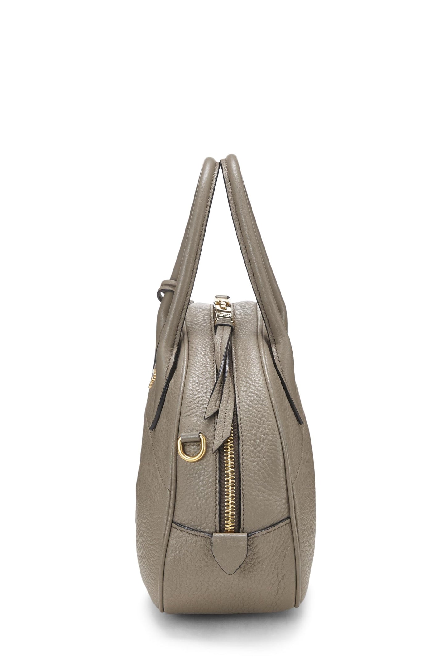 Prada, petit sac bowling convertible Vitello Daino gris d'occasion, gris