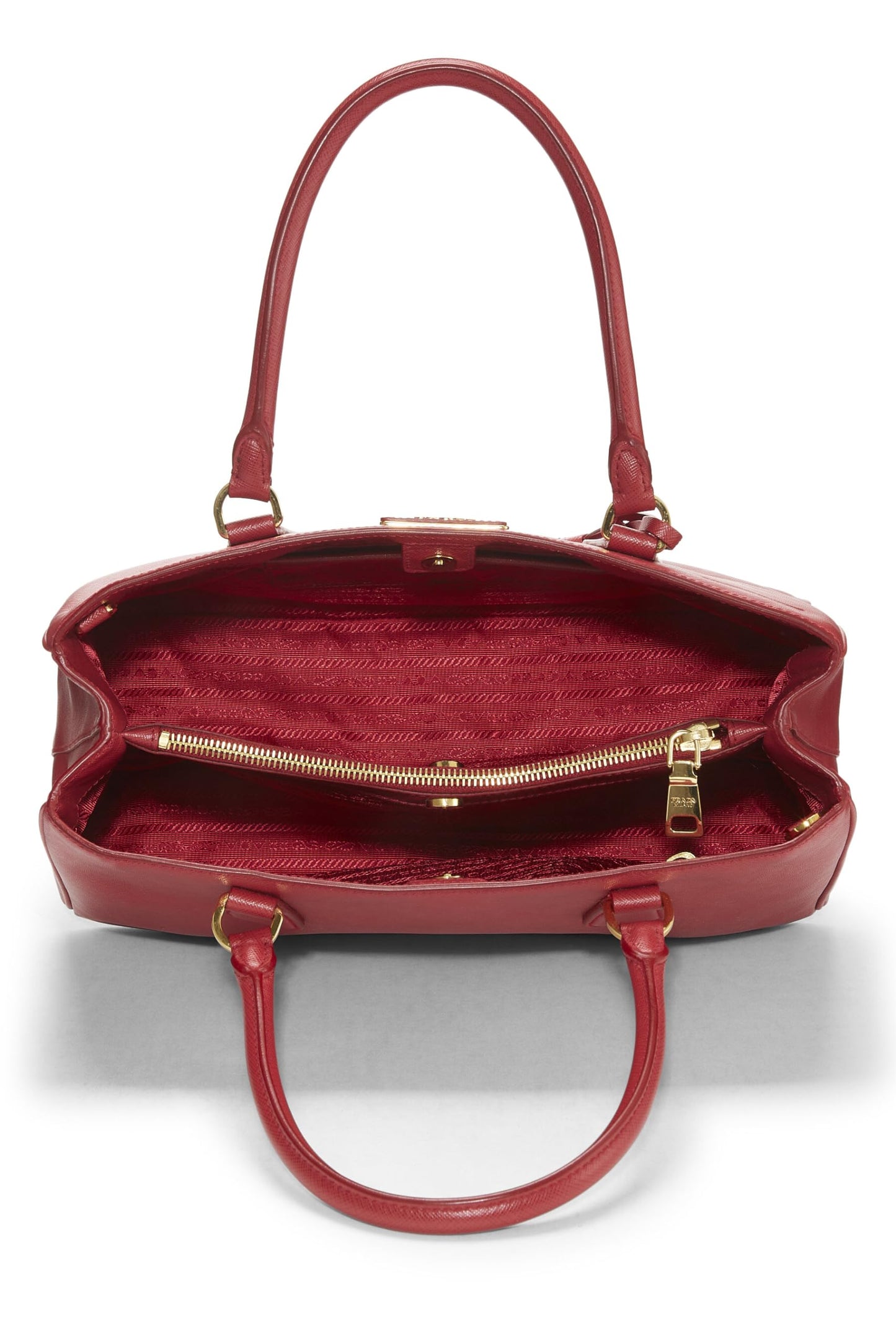 Prada, Bolso ejecutivo mediano Saffiano rojo Pre-Loved, Rojo