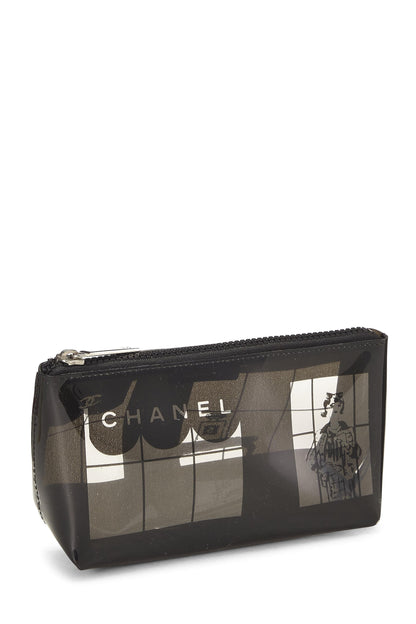 Chanel, Pre-Loved Clear & Black Vinyl Chanel Maison Pouch, Black