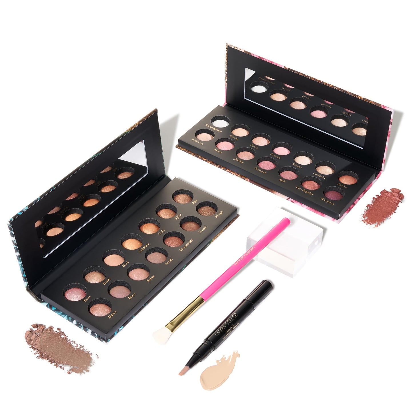 LAURA GELLER NEW YORK The Delectables Kit 4PC - The Delectables Baked Eyeshadow Palettes, Pink Prosecco & Champagne Cheers + Waterproof Eye Spackle + All-Over Eyeshadow Brush