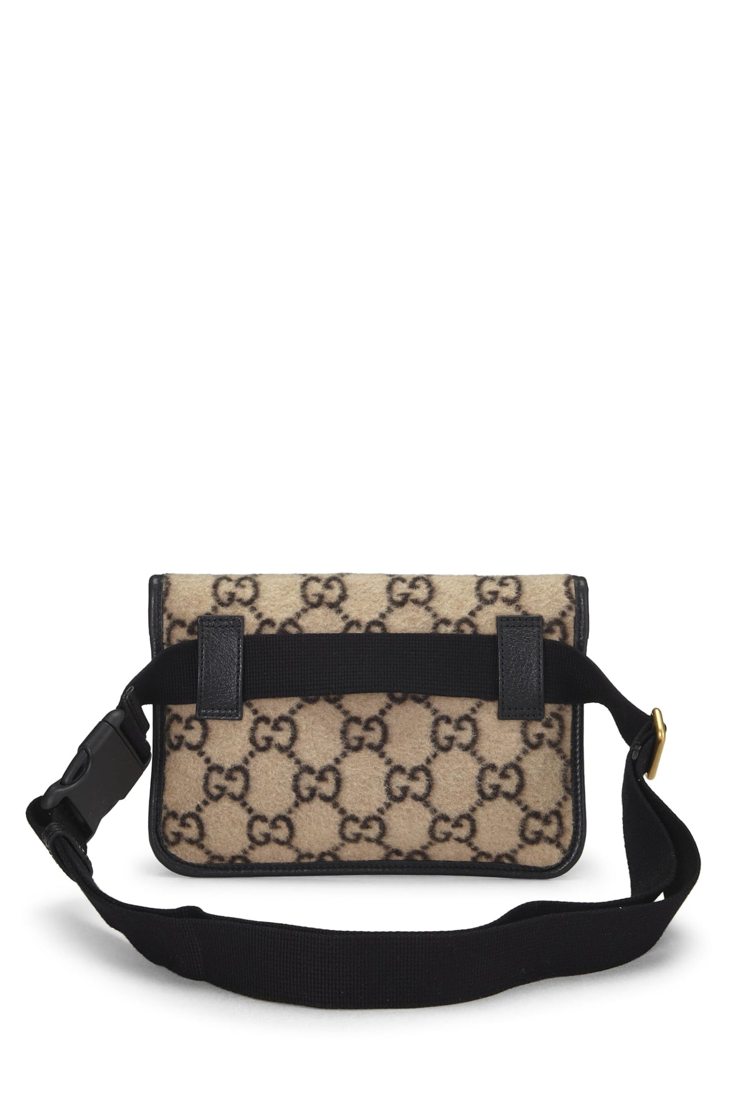 Gucci, pochette de taille en laine GG beige et noire d'occasion, noir