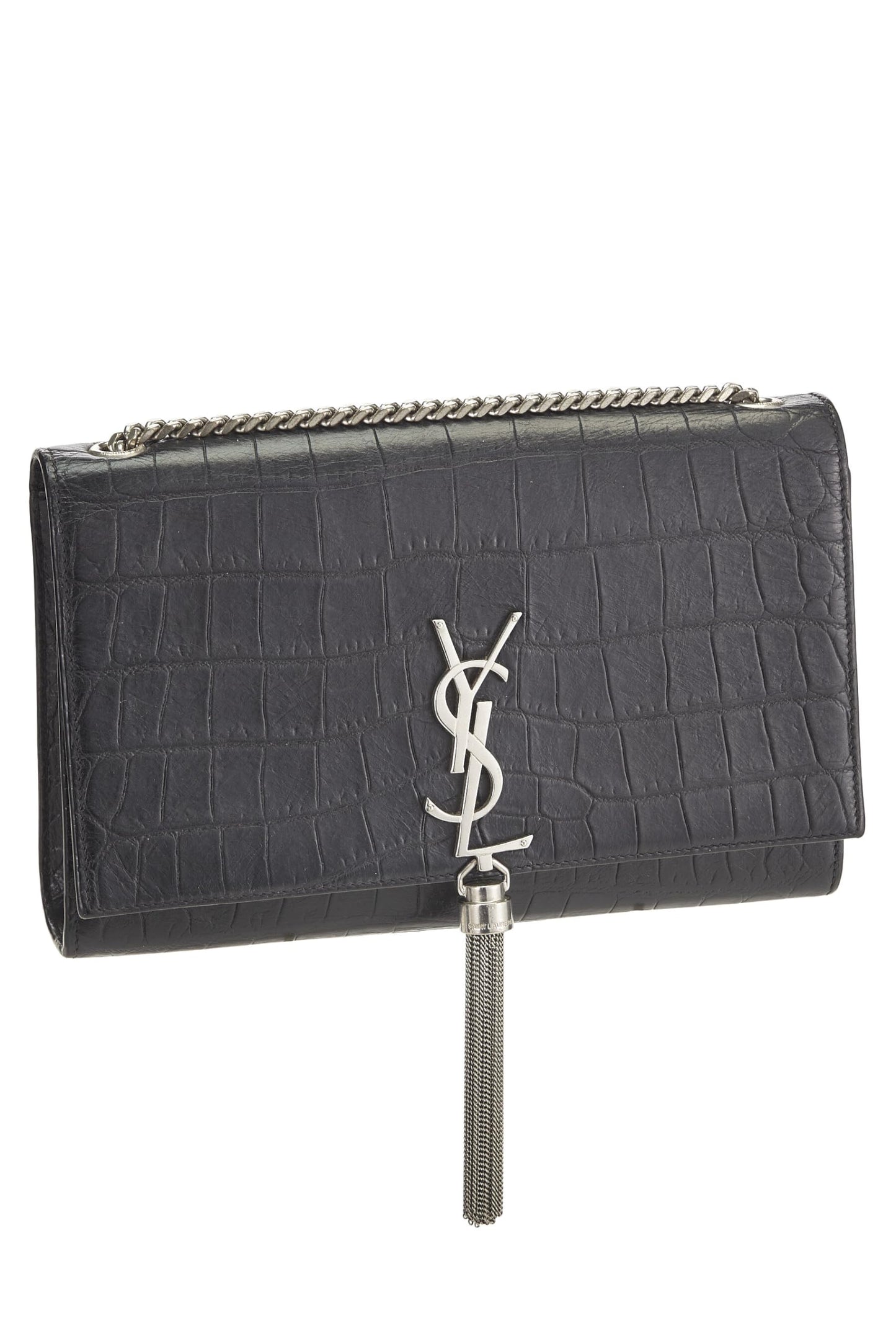 Yves Saint Laurent, Kate Tassel Medium, noir gaufré, d'occasion