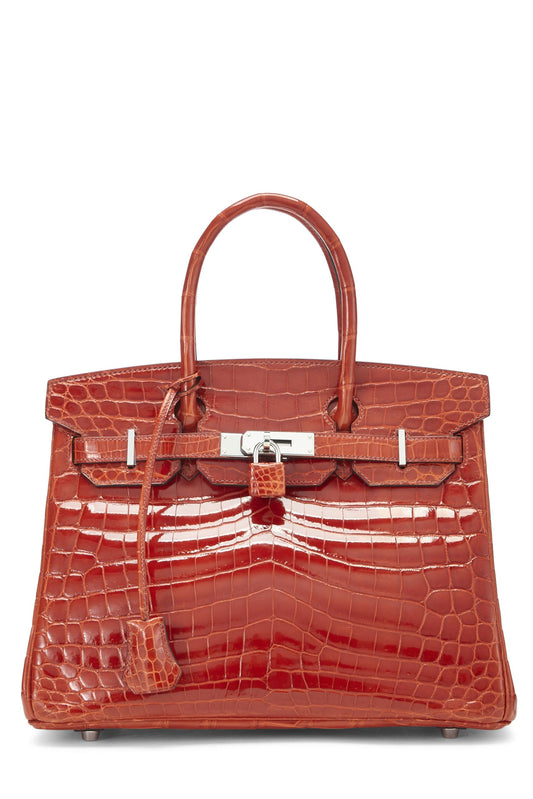 Hermès, Sac Birkin 30 en crocodile lisse Sanguine Niloticus d'occasion, Sanguine