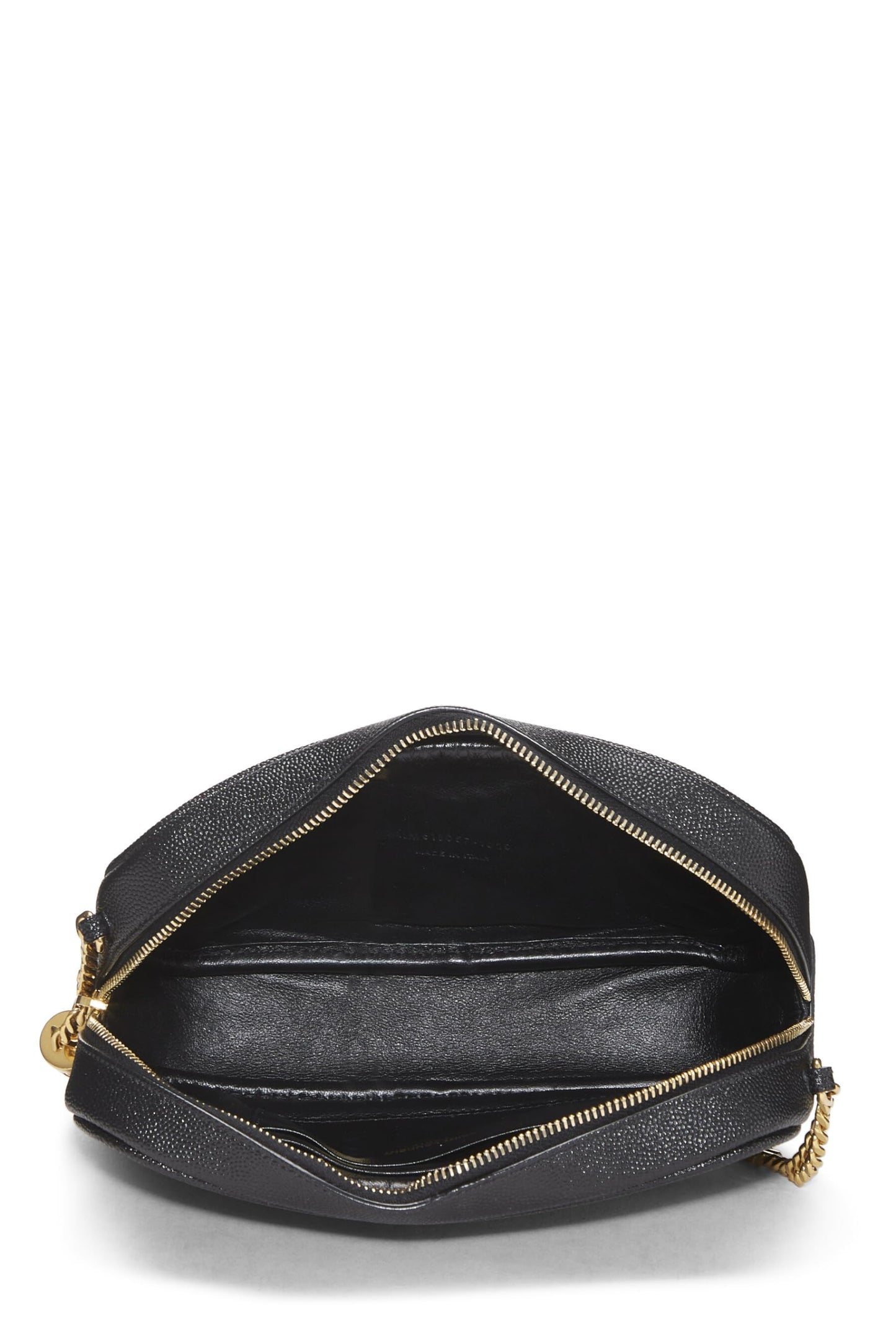 Yves Saint Laurent, Pre-Loved Black Chevron Grainy Leather Lou Camera Bag Mini, Black