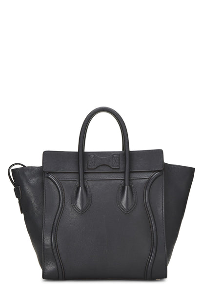 Céline, Pre-Loved Black Drummed Calfskin Luggage Mini, Black