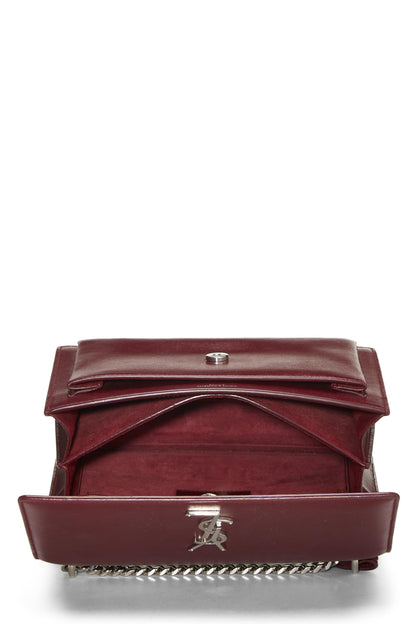 Yves Saint Laurent, Pre-Loved Burgundy Calfskin Sunset Shoulder Bag Medium, Burgundy