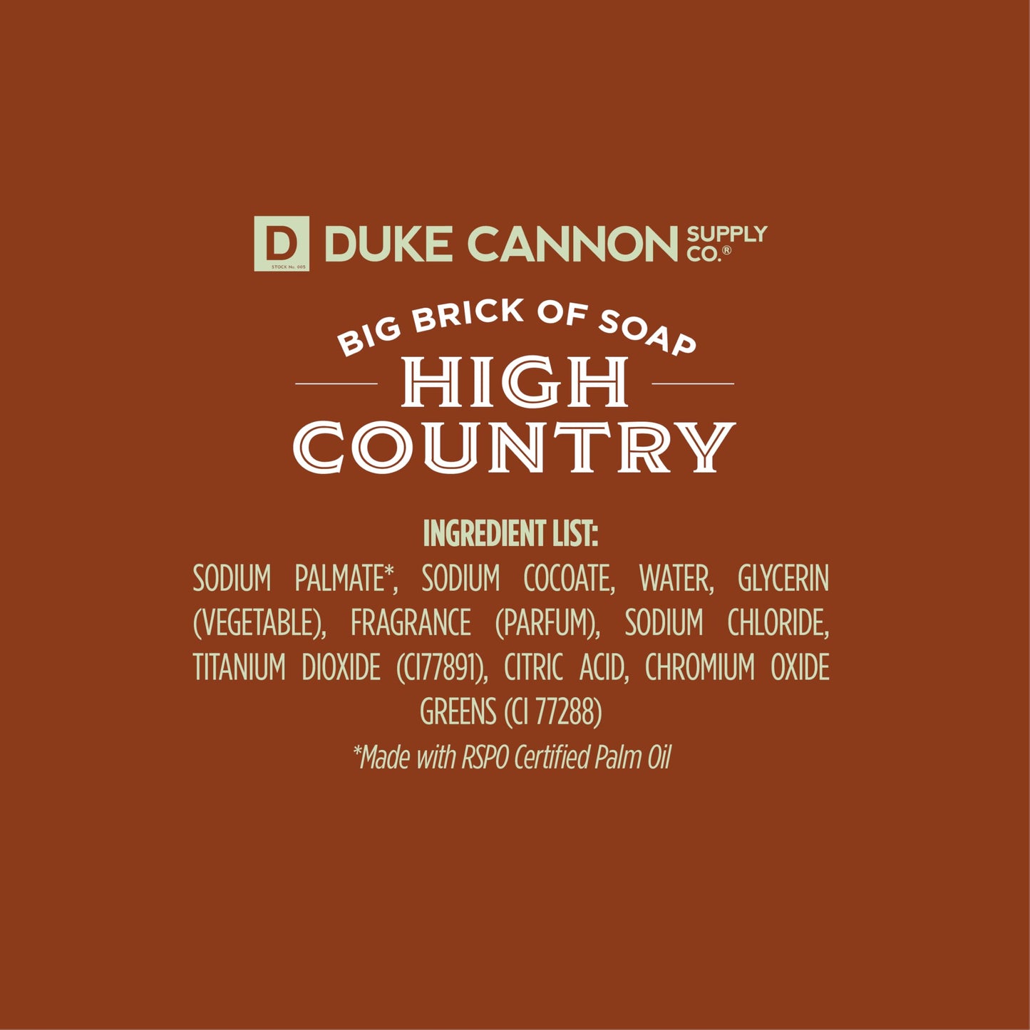 Duke Cannon Supply Co. Big Brick of Soap High Country - Savon extra large pour hommes aux parfums masculins, savon pour le corps, tous types de peau, 10 oz