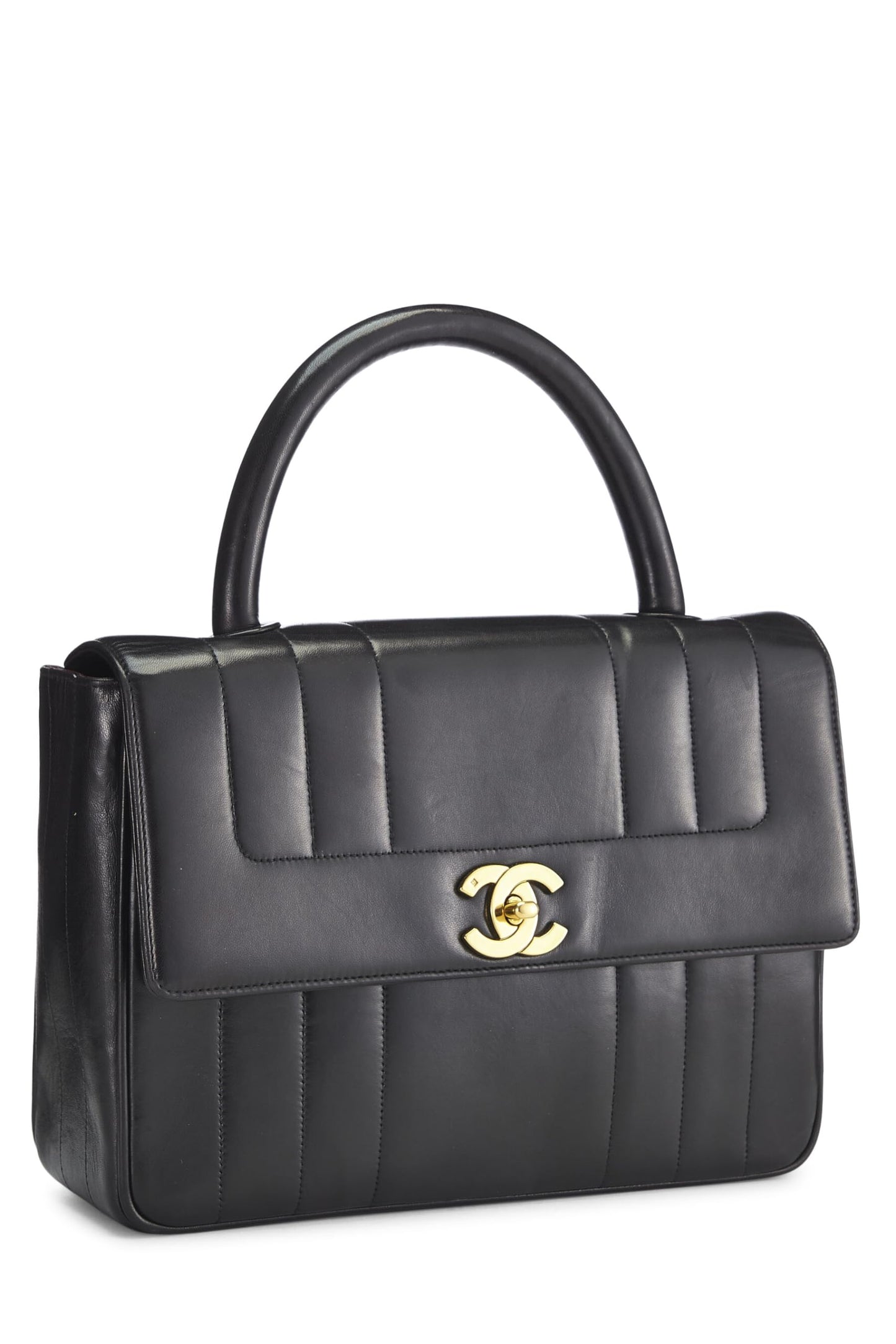 Chanel, Kelly vertical de piel de cordero negra Pre-Loved, Negro