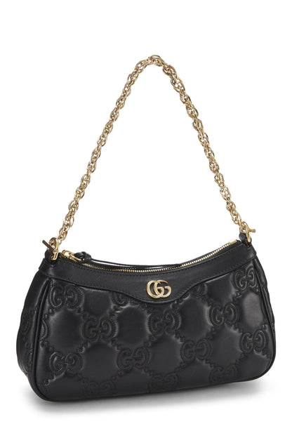 Gucci, Pre-Loved Black Leather 'GG' Marmont Matelassé Shoulder Bag, Black