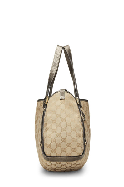 Gucci, Bolso tote Abbey de lona GG original Pre-Loved, dorado