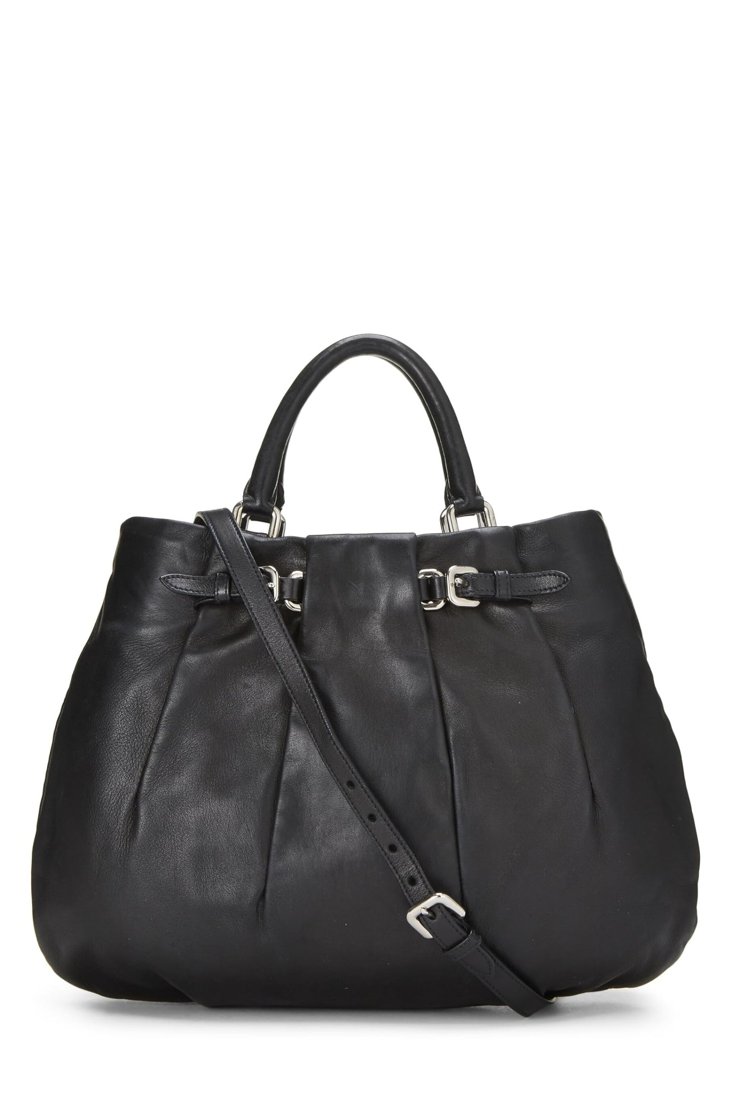 Prada, Pre-Loved Black Calfskin Convertible Handbag, Black