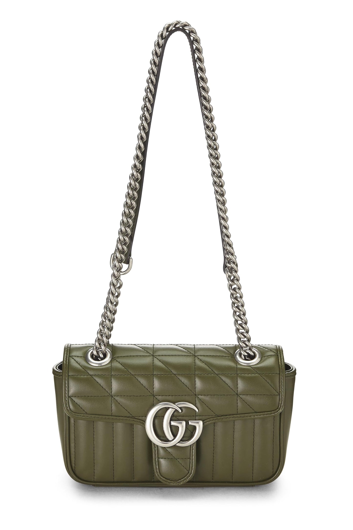 Gucci, sac à bandoulière GG Marmont en cuir vert d'occasion, vert