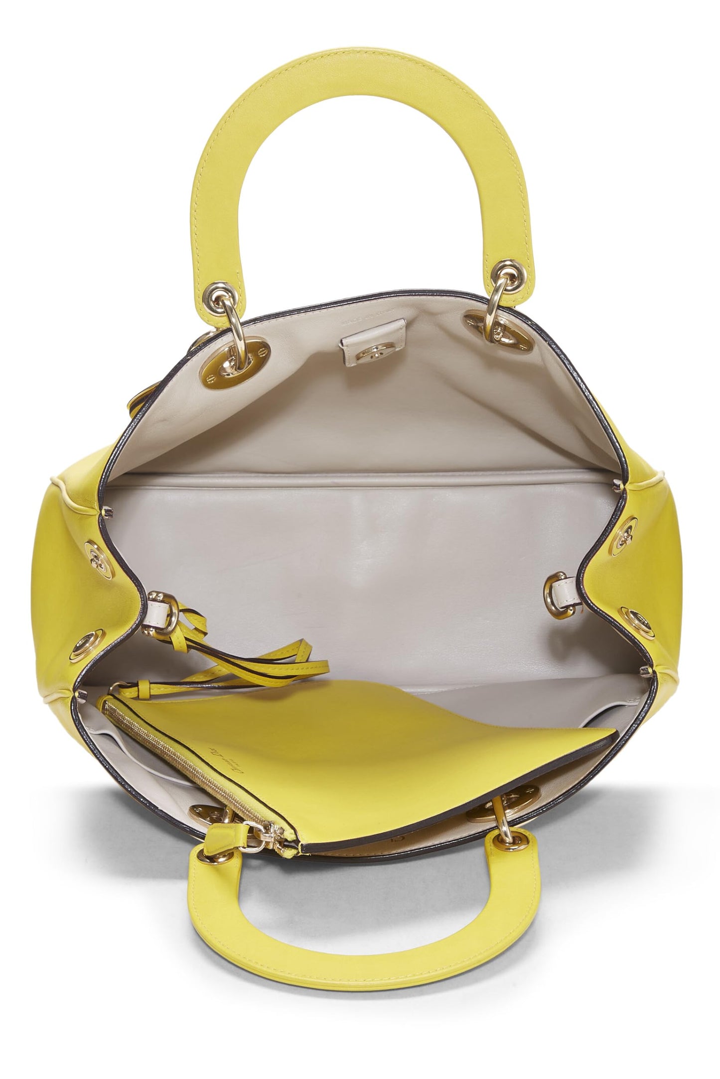 Dior, Pre-Loved Yellow Leather Diorissimo Medium, Yellow