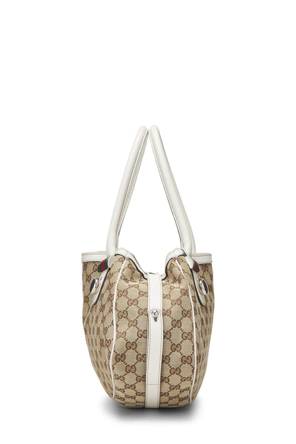 Gucci, sac fourre-tout Matchball Abbey en toile GG blanc d'occasion, grand modèle, blanc