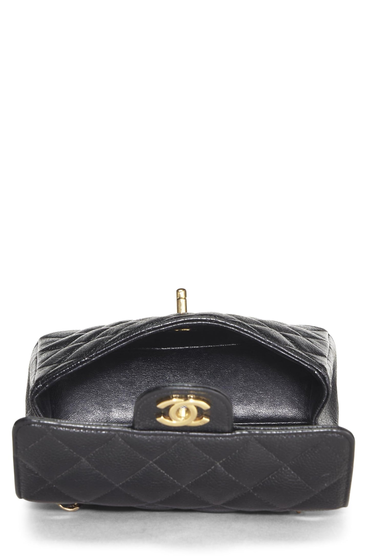 Chanel, Mini mini solapa de caviar acolchado negro Pre-Loved, Negro