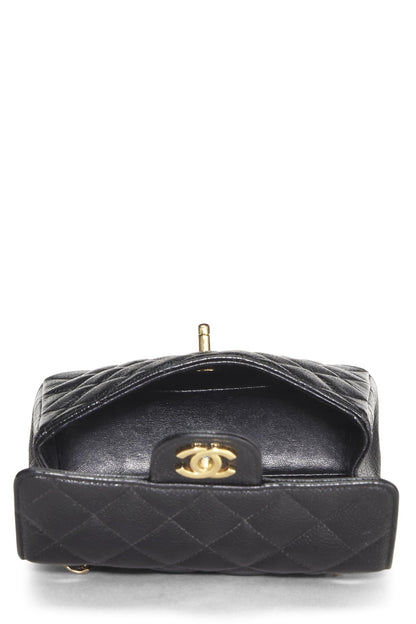 Chanel, Mini sac à rabat matelassé noir caviar d'occasion, noir