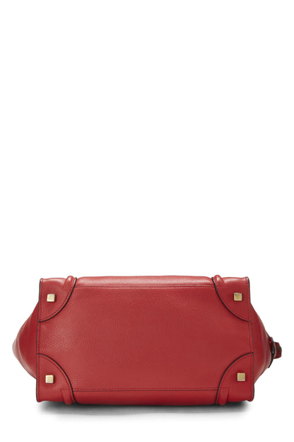 Céline, Pre-Loved Red Drummed Calfskin Luggage Mini, Red