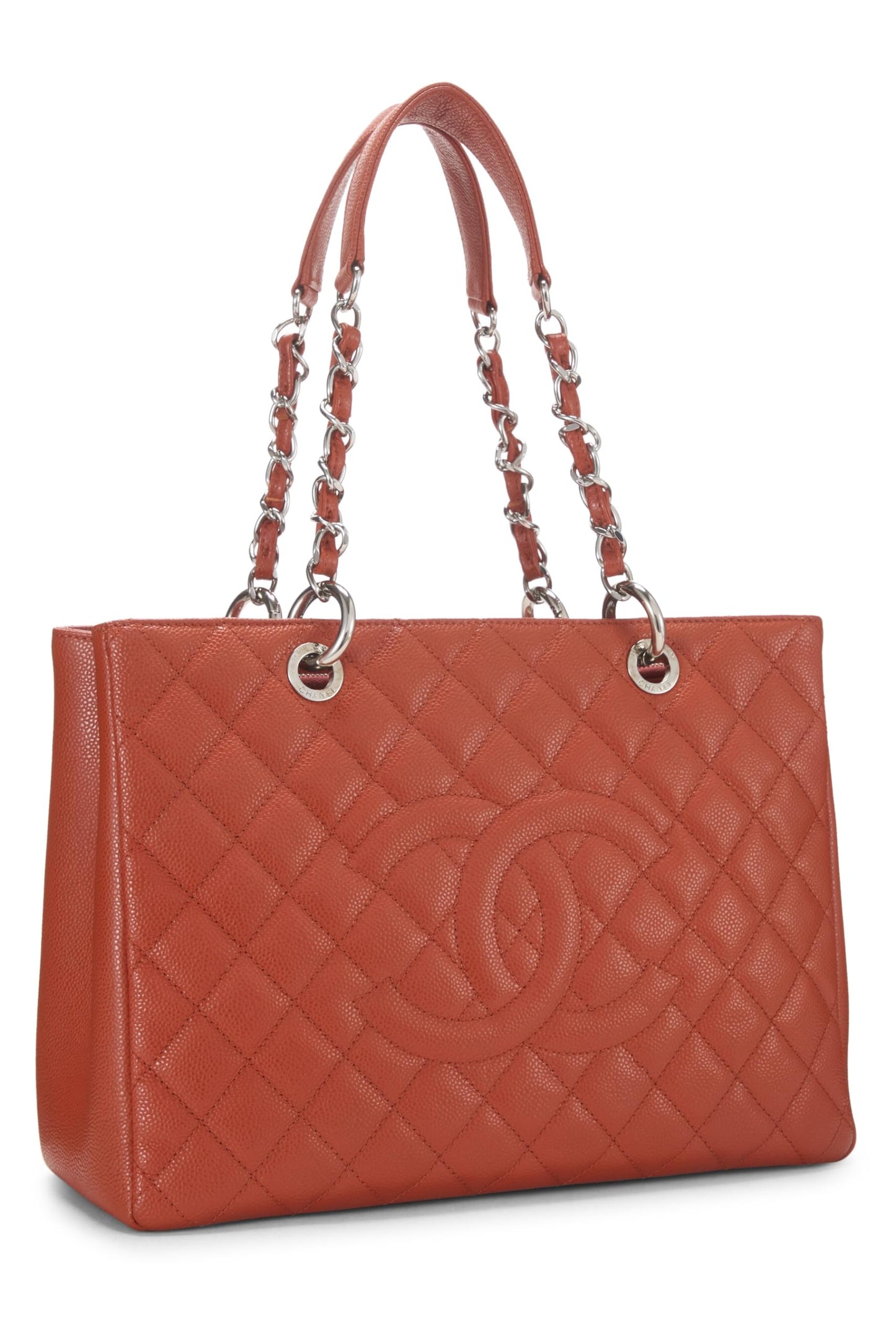 Chanel, Pre-Loved Orange Caviar Grand Shopping Tote (GST), Orange