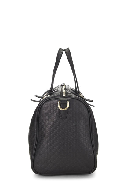 Gucci, sac Boston en cuir Microguccissima noir d'occasion, noir