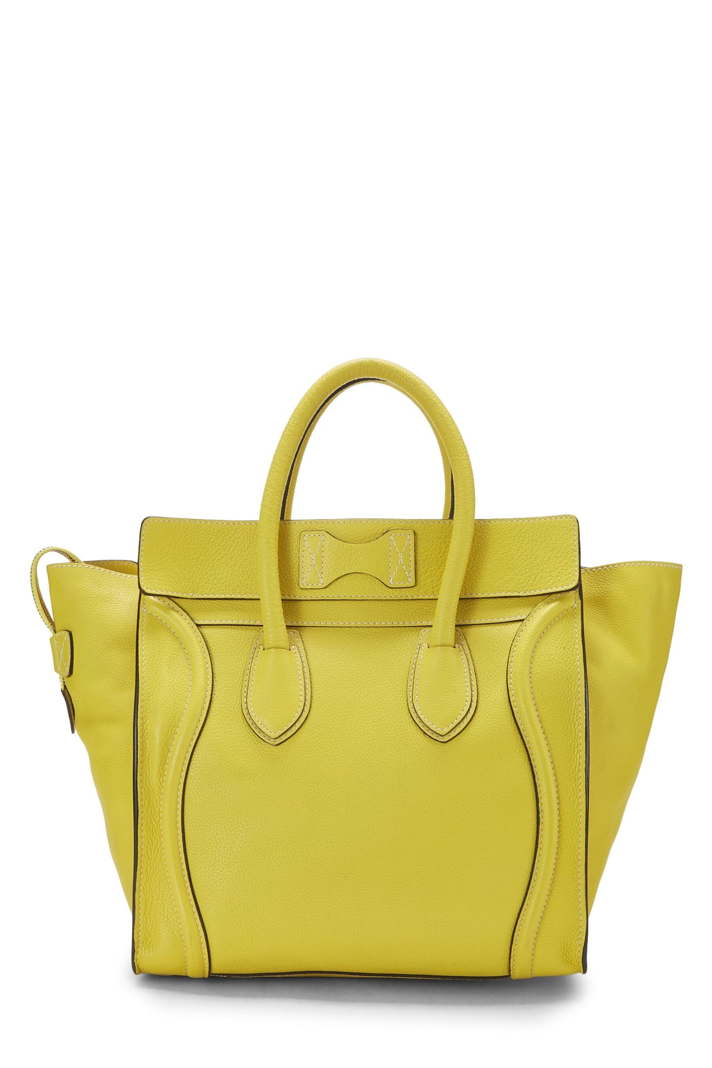 Céline, Mini maleta de piel de becerro con tambores amarillos Pre-Loved, Amarillo