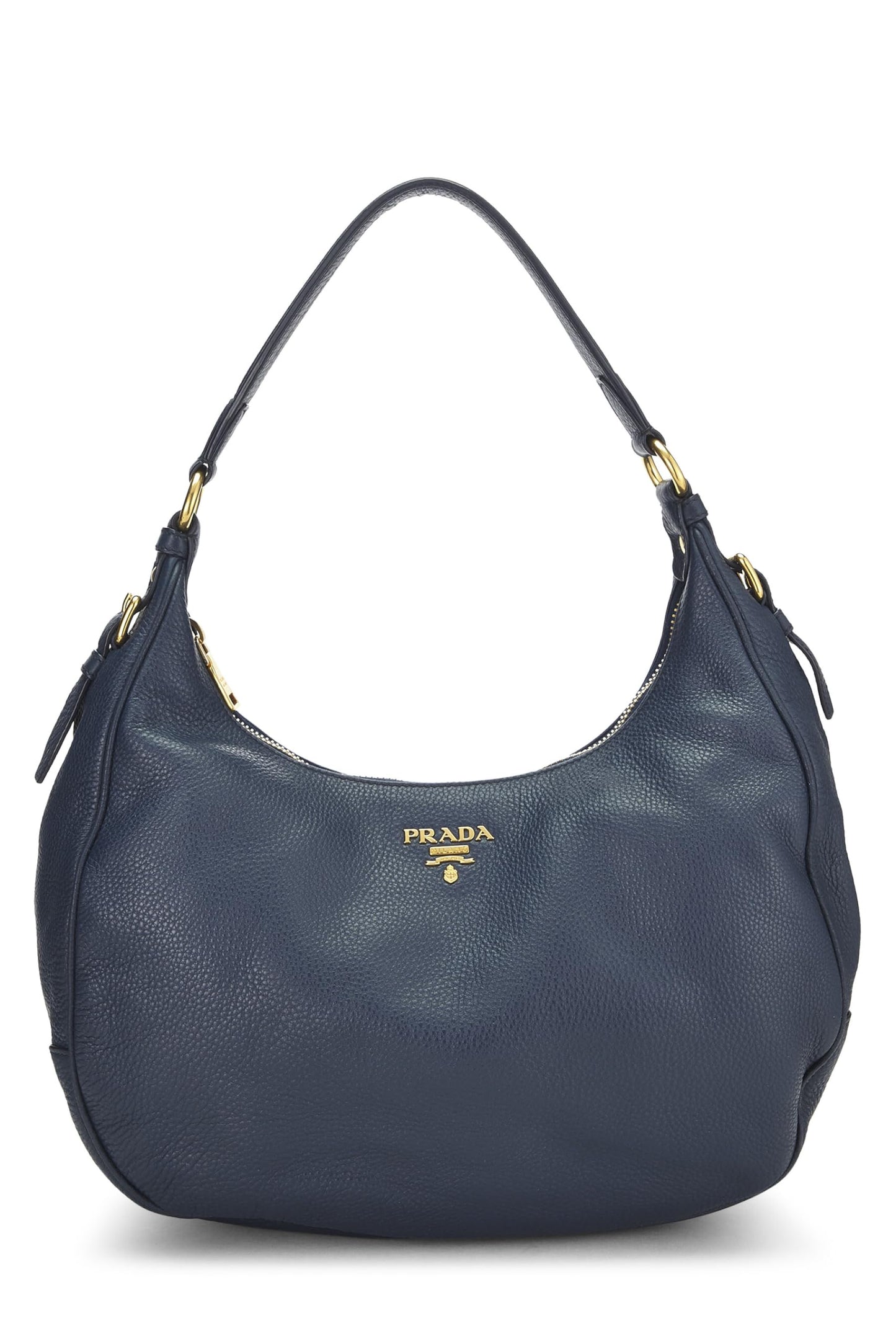 Prada, Pre-Loved Blue Vitello Daino Hobo, Blue