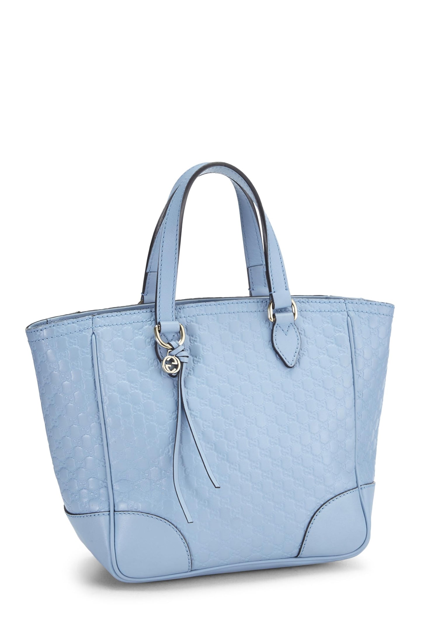 Gucci, sac à main Bree Top Handle Small en cuir Microguccissima bleu d'occasion, bleu