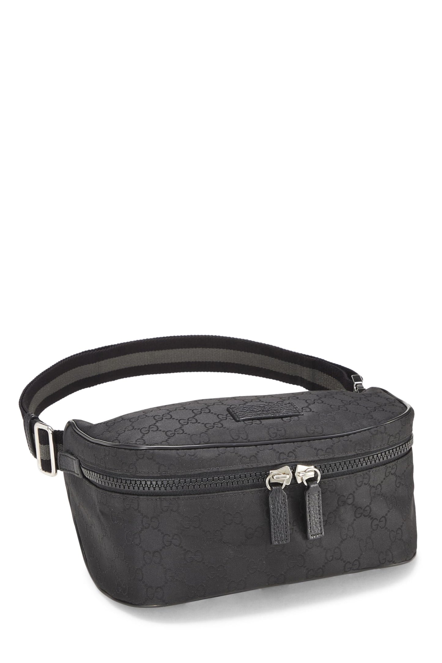 Gucci, Riñonera de nailon con cremallera y GG original en negro Pre-Loved, Negro