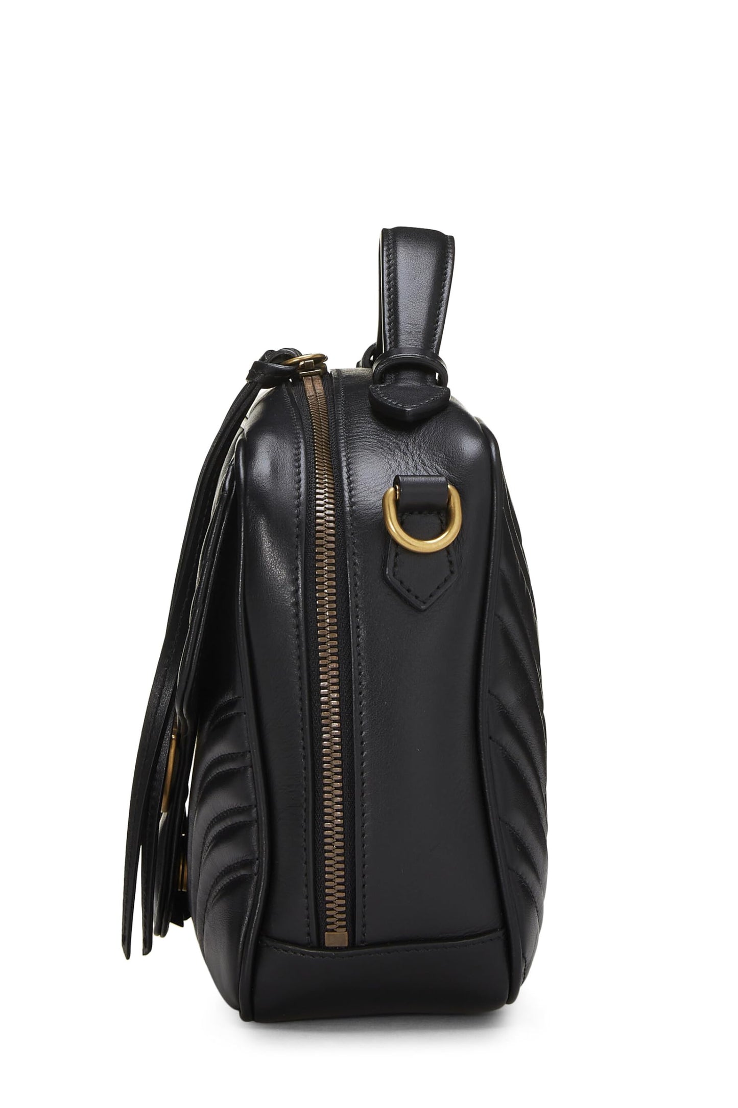 Gucci, sac à bandoulière GG Marmont en cuir noir d'occasion, petit modèle, noir