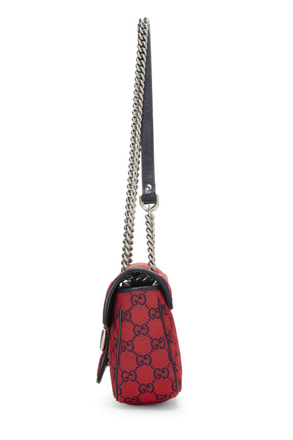 Gucci, Pre-Loved Red GG Canvas Marmont Shoulder Bag Small, Red