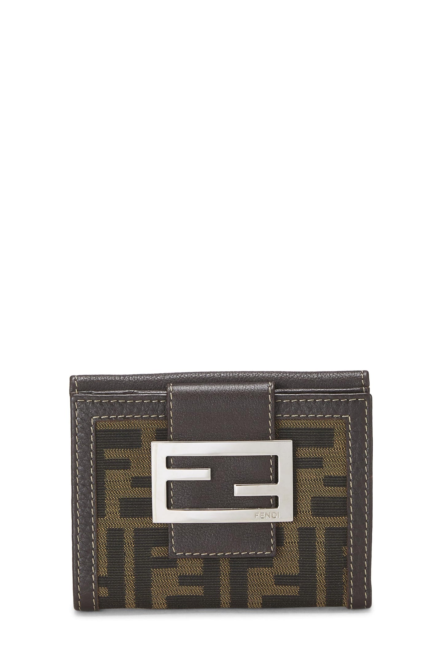 Fendi, Cartera compacta de lona Zucca marrón Pre-Loved, Marrón