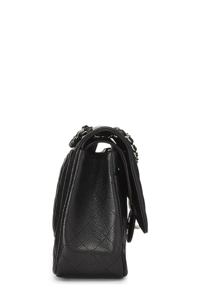 Chanel, Pre-Loved Black Quilted Caviar Leather New Classic Jumbo, Black