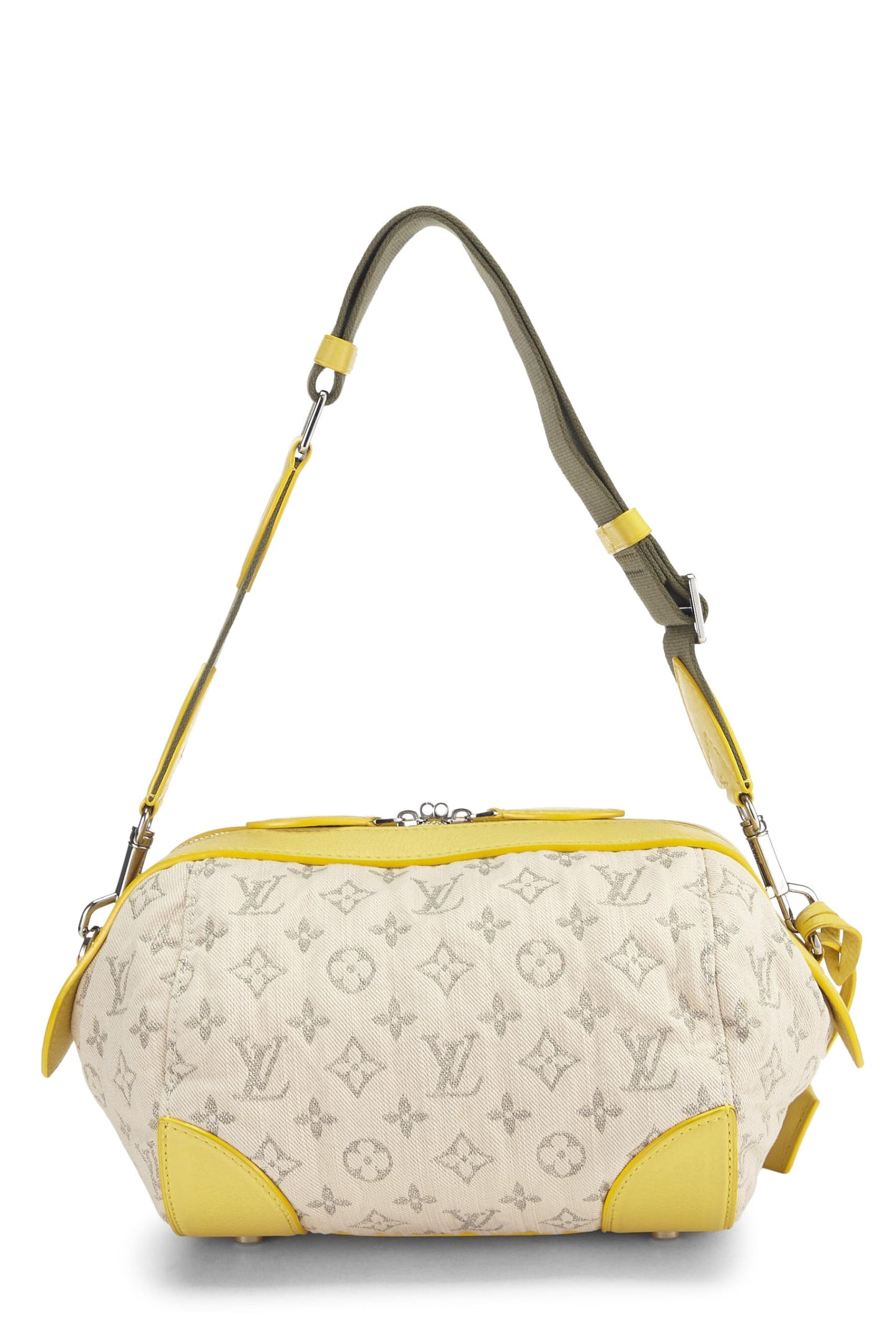 Louis Vuitton, Pochette redondo de mezclilla con monograma Jaune Pre-Loved, Amarillo