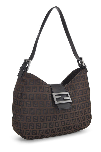 Fendi, Bolso de hombro de lona de calabacín marrón Pre-Loved, Marrón