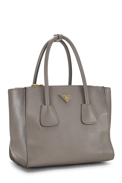 Prada, Pre-Loved Grey Calfskin Trapeze Tote, Grey